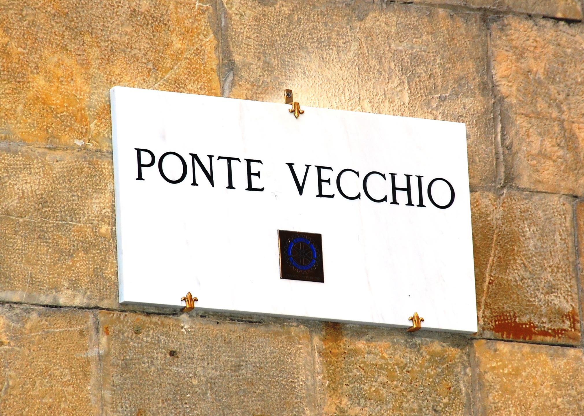 Ponte Vecchio - Strassenschild